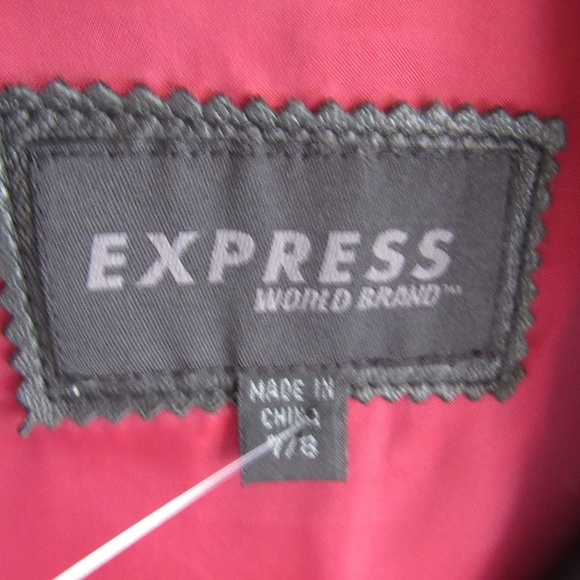 Y2K Lamb Leather Sleek Black Jacket Womens 7/8 S Patchwork Design Express - Picture 3 of 16